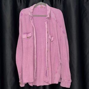 FP One Pink Waffle Knit Shirt